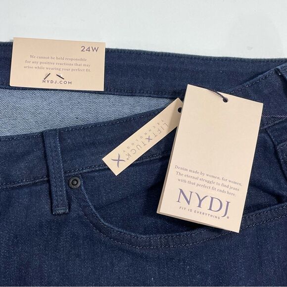 NWT NYDJ Capri Slim Fit Dark Wash Release Raw Hem Straight Jeans Plus Size 24W - Picture 4 of 9